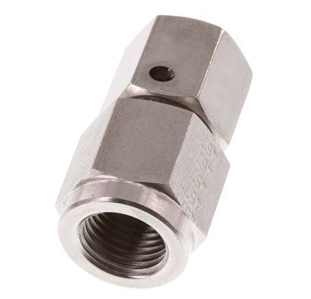 Rótula recta de acero inoxidable de 8L y G1/4'' con rosca hembra para manómetros de 315 bar Cono de sellado de FKM ISO 8434-1