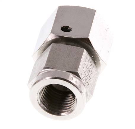 Rótula recta de acero inoxidable 12L y G1/4'' con rosca hembra para manómetros 315 bar Cono de estanqueidad FKM ISO 8434-1