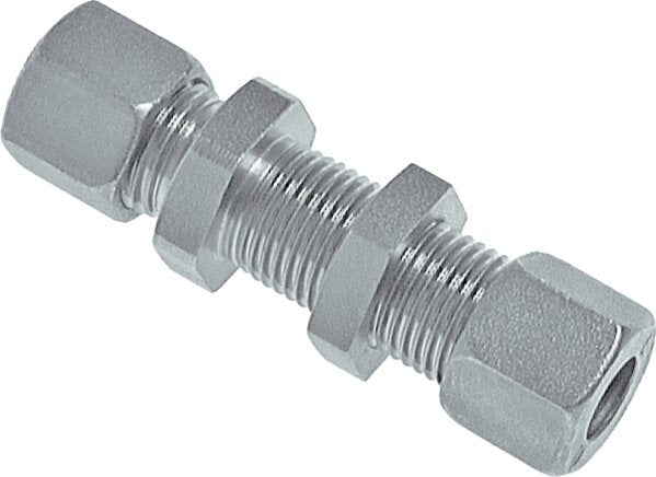 6L Zink plated Steel Straight Cutting Fitting Bulkhead 315 bar ISO 8434-1 [2 Pieces]