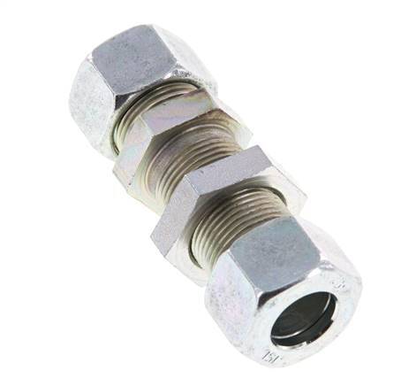 Racor de corte recto de acero galvanizado 15L Pasamuros 315 bar ISO 8434-1