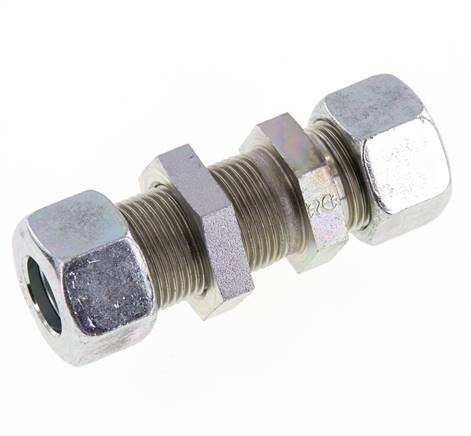 Racor de corte recto de acero galvanizado 15L Pasamuros 315 bar ISO 8434-1
