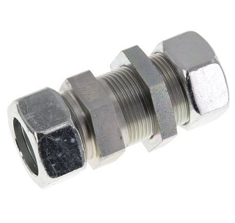 Racor recto de acero cincado 28L Pasamuros 160 bar ISO 8434-1