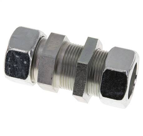 Racor recto de acero cincado 28L Pasamuros 160 bar ISO 8434-1