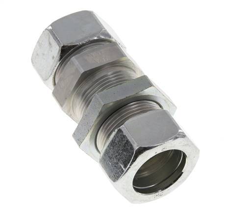 Racor recto de acero cincado 28L Pasamuros 160 bar ISO 8434-1