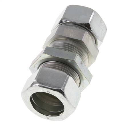 Racor recto de acero cincado 28L Pasamuros 160 bar ISO 8434-1