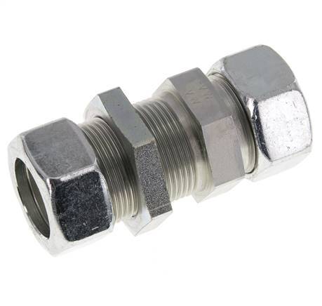Racor recto de acero cincado 28L Pasamuros 160 bar ISO 8434-1