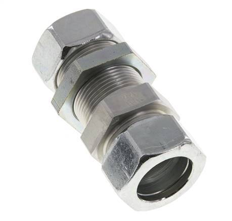 Racor recto de acero cincado 28L Pasamuros 160 bar ISO 8434-1