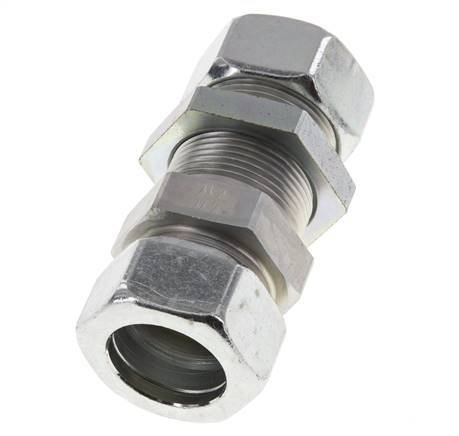 Racor recto de acero cincado 28L Pasamuros 160 bar ISO 8434-1