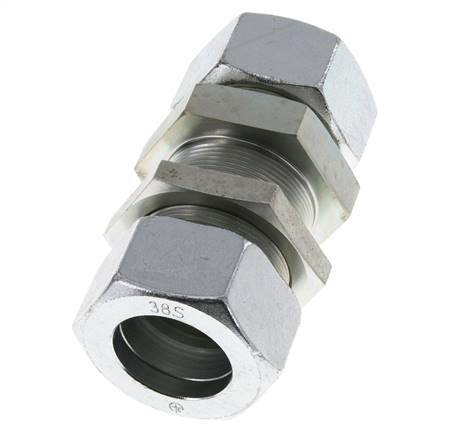 38S Acero zincado Racor recto pasamuros 315 bar ISO 8434-1
