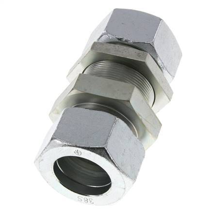 38S Acero zincado Racor recto pasamuros 315 bar ISO 8434-1