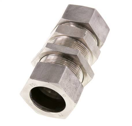 Racor de corte recto de acero inoxidable 35L Pasamuros 160 bar ISO 8434-1