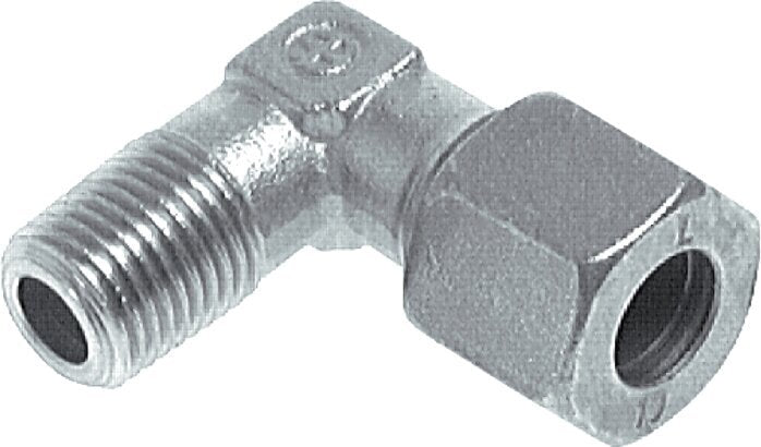 6LL & M10x1 (con) Zink plated Steel Elbow Cutting Fitting with Male Threads 100 bar ISO 8434-1 [2 Pieces]