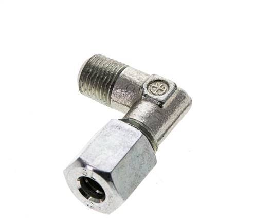 6L y M10x1 (con) Racor de corte en codo de acero galvanizado con rosca macho 315 bar ISO 8434-1
