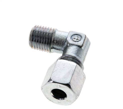 8S & M14x1.5 (con) Accesorio de corte acodado de acero zincado con rosca macho 630 bar ISO 8434-1