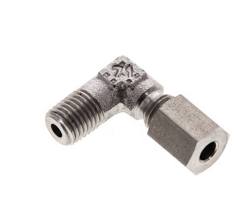 4LL & M8x1 (con) Racor de corte acodado de acero inoxidable con rosca macho 100 bar ISO 8434-1