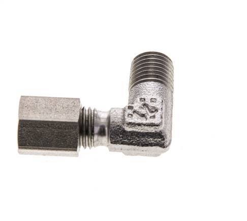 4LL & M8x1 (con) Racor de corte acodado de acero inoxidable con rosca macho 100 bar ISO 8434-1