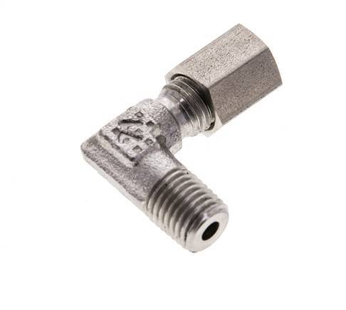4LL & M8x1 (con) Racor de corte acodado de acero inoxidable con rosca macho 100 bar ISO 8434-1