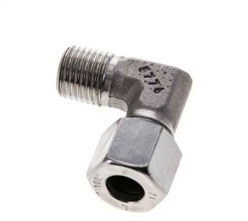 10L y M14x1,5 (con) Accesorio de corte en codo de acero inoxidable con rosca macho 315 bar ISO 8434-1