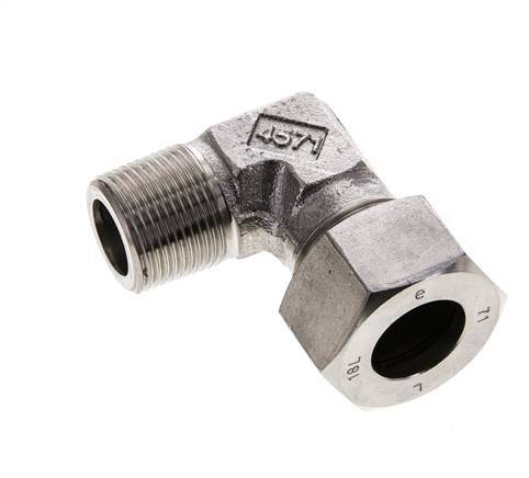 Accesorio de corte en codo de acero inoxidable 18L y M22x1,5 (con) con rosca macho 315 bar ISO 8434-1