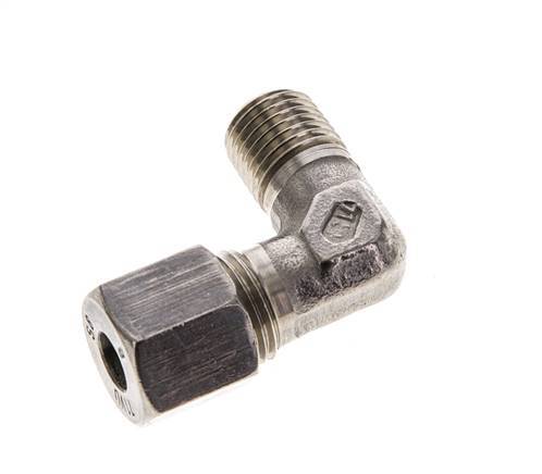 8S y M14x1,5 (con) Accesorio de corte en codo de acero inoxidable con rosca macho 630 bar ISO 8434-1