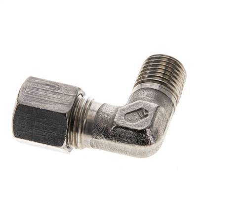 8S y M14x1,5 (con) Accesorio de corte en codo de acero inoxidable con rosca macho 630 bar ISO 8434-1