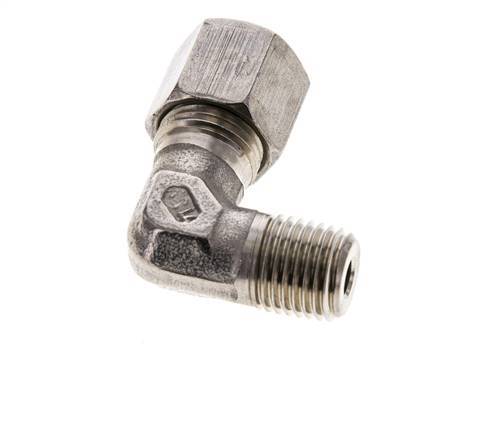 8S y M14x1,5 (con) Accesorio de corte en codo de acero inoxidable con rosca macho 630 bar ISO 8434-1