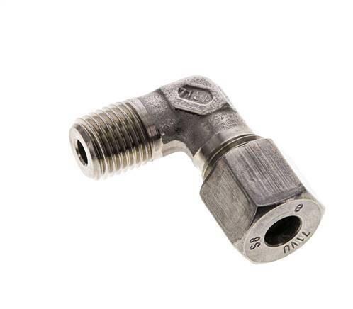 8S y M14x1,5 (con) Accesorio de corte en codo de acero inoxidable con rosca macho 630 bar ISO 8434-1