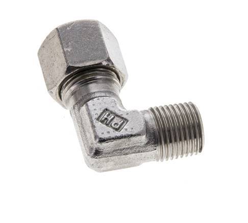 10S y M16x1,5 (con) Accesorio de corte en codo de acero inoxidable con rosca macho 630 bar ISO 8434-1