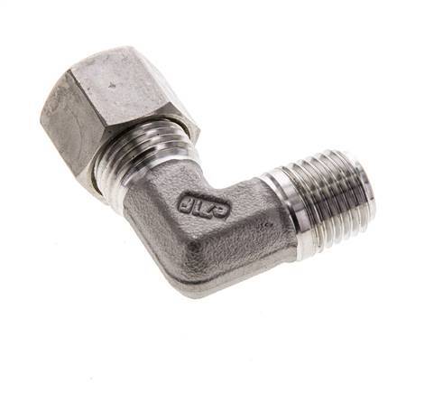 Accesorio de compresión en codo de acero inoxidable 10L y M14x1,5 (con) con rosca macho 315 bar ISO 8434-1