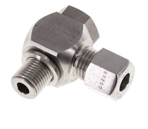 Racor giratorio de acero inoxidable 8L y G1/4'' con rosca macho 315 bar giratorio ISO 8434-1