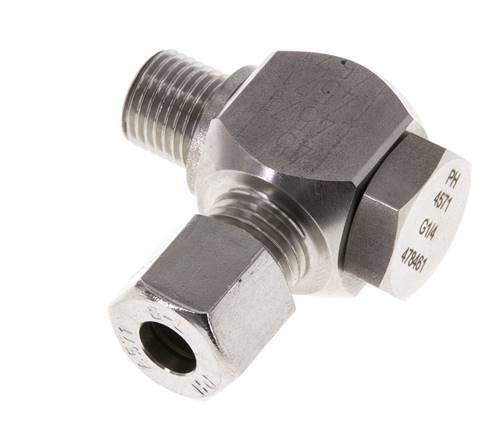 Racor giratorio de acero inoxidable 8L y G1/4'' con rosca macho 315 bar giratorio ISO 8434-1