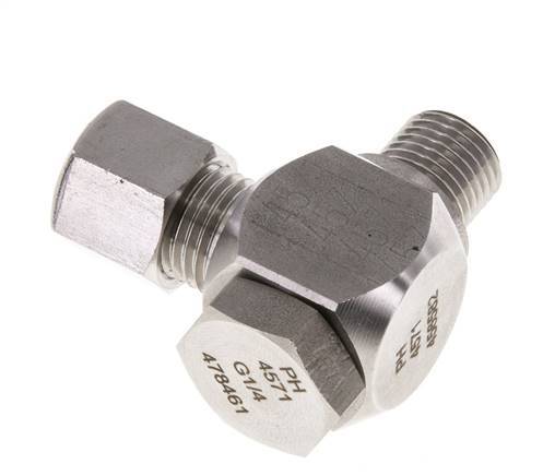 Racor giratorio de acero inoxidable 8L y G1/4'' con rosca macho 315 bar giratorio ISO 8434-1