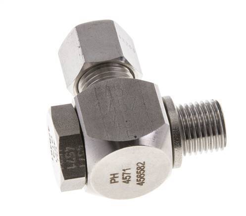 Racor giratorio de acero inoxidable 8L y G1/4'' con rosca macho 315 bar giratorio ISO 8434-1