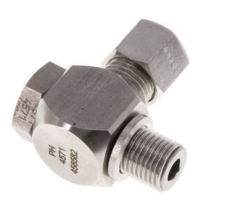 Racor giratorio de acero inoxidable 8L y G1/4'' con rosca macho 315 bar giratorio ISO 8434-1