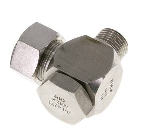Racor giratorio de acero inoxidable 18L y G1/2'' con rosca macho 315 bar giratorio ISO 8434-1