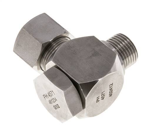 Racor giratorio de acero inoxidable 16S y G1/2'' con rosca macho 400 bar giratorio ISO 8434-1