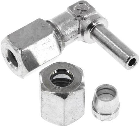 Racor de corte acodado de acero cincado 6L con rótula 315 bar NBR ajustable ISO 8434-1