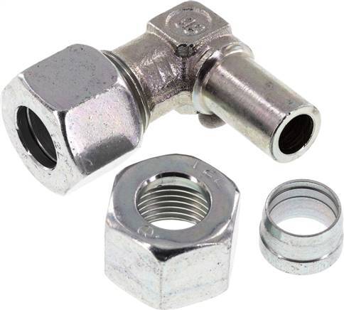 Accesorio de corte en codo de acero galvanizado 12L con rótula 315 bar NBR ajustable ISO 8434-1