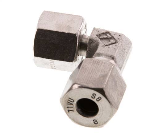 Accesorio de corte en codo de acero inoxidable 8S con rótula 630 bar FKM ajustable ISO 8434-1