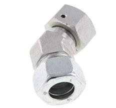 Accesorio de corte en codo de 45 grados de acero galvanizado 18L con rótula 315 bar Cono de sellado con junta tórica NBR ajustable ISO 8434-1