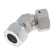 Accesorio de corte en codo de 45 grados de acero galvanizado 18L con rótula 315 bar Cono de sellado con junta tórica NBR ajustable ISO 8434-1