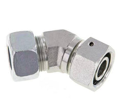 Accesorio de corte en codo de 45 grados de acero galvanizado 18L con rótula 315 bar Cono de sellado con junta tórica NBR ajustable ISO 8434-1