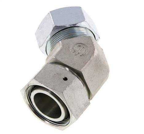 Racor de corte en codo de 45 grados de acero galvanizado 35L con rótula 160 bar Cono de cierre con junta tórica de NBR Ajustable ISO 8434-1