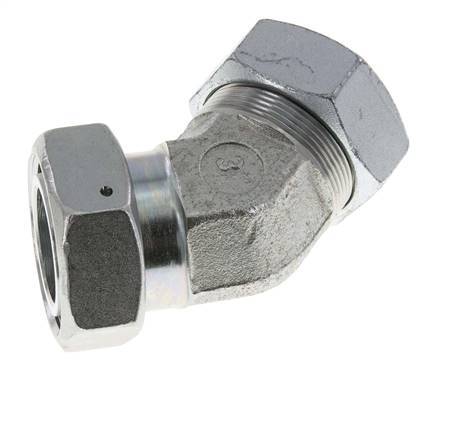 42L Codo de acero galvanizado de 45deg con rótula 160 bar NBR O-ring Cono de sellado ajustable ISO 8434-1