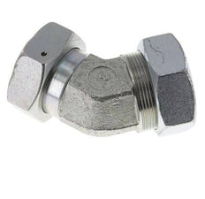42L Codo de acero galvanizado de 45deg con rótula 160 bar NBR O-ring Cono de sellado ajustable ISO 8434-1