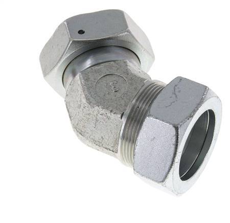 42L Codo de acero galvanizado de 45deg con rótula 160 bar NBR O-ring Cono de sellado ajustable ISO 8434-1