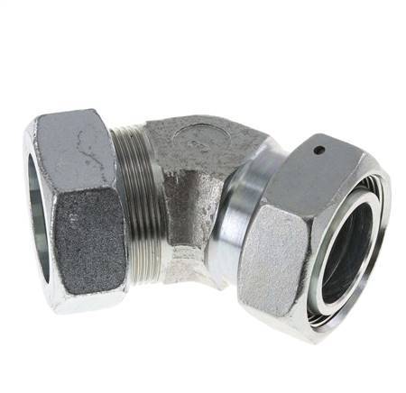 42L Codo de acero galvanizado de 45deg con rótula 160 bar NBR O-ring Cono de sellado ajustable ISO 8434-1