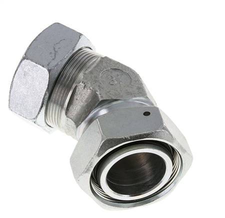 42L Codo de acero galvanizado de 45deg con rótula 160 bar NBR O-ring Cono de sellado ajustable ISO 8434-1