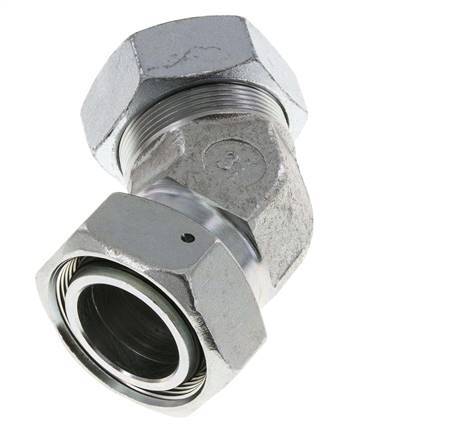 42L Codo de acero galvanizado de 45deg con rótula 160 bar NBR O-ring Cono de sellado ajustable ISO 8434-1