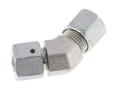 8S Codo de acero galvanizado de 45 grados con rótula 630 bar Junta tórica de NBR Cono de sellado ajustable ISO 8434-1
